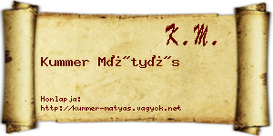 Kummer Mátyás névjegykártya